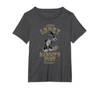 Looney Tunes Bugs Bunny Lucky Rabbit's Foot T-Shirt, Women's Plus, Dark Heather Grey, 6X