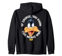 Looney Tunes Daffy Big Head This Means War Zip Hoodie