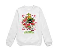 Looney Tunes Eat Drink Be Martian Christmas Jumper - White - L