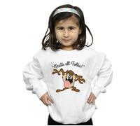 Looney Tunes Girl's Taz That´s All Folks Sweatshirt in White | Size: 7-8 Years Looney Tunes White 7-8 Years