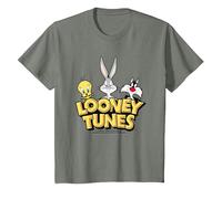 Looney Tunes Group Camiseta T-Shirt, Youth, Olive Heather, 2T