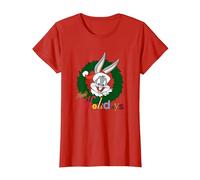 Looney Tunes Holiday Bugs Bunny T-Shirt, Women, Red, Small