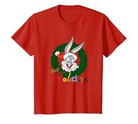 Looney Tunes Holiday Bugs Bunny T-Shirt, Youth, Red, X-Small