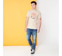 Looney Tunes Kaboom Collection Surf Men's T-Shirt - Stone Wash - Cream - L
