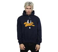 LOONEY TUNES Men's Daffy Duck Big Face Hoodie Small Navy Blue