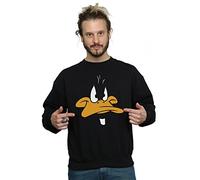 (XL, Black) Looney Tunes Mens Daffy Duck Face Sweatshirt