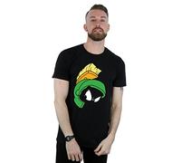 LOONEY TUNES Men's Marvin The Martian Face T-Shirt Medium Black