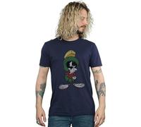 LOONEY TUNES Men's Marvin The Martian Pose T-Shirt Medium Navy Blue