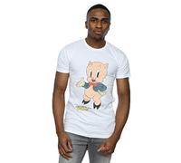 Looney Tunes Men's Porky Pig Distressed T-Shirt White Medium