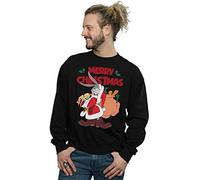 Looney Tunes Men's Santa Bugs Bunny Sweatshirt Black X-Large