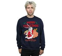Looney Tunes Men's Santa Bugs Bunny Sweatshirt Navy Blue X-Large