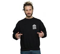LOONEY TUNES Men's Taz Stripes Faux Pocket Sweatshirt Medium Black