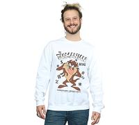 LOONEY TUNES Men's Vintage Tasmanian Devil Sweatshirt Small White