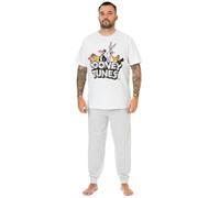 Looney Tunes Mens White Short Sleeve Long Leg Pyjama Set - Small