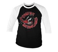 LOONEY TUNES Officially Licensed Daffy Duck - You're Despicable Baseball 3/4 Sleeve T-Shirt (Black-White), Large