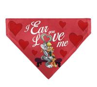 Looney Tunes Pet Bandana Bugs and Lola I Ear You Love Me Pose Hearts and Logo Reds Slip On Collar Bandana Only
