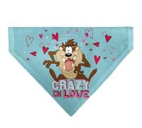 Looney Tunes Pet Bandana Taz Tasmanian Devil Crazy in Love Heart Pose and Logo Blue Slip On Collar Bandana Only