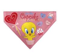 Looney Tunes Pet Bandana Tweety Bird Be My Cupcake Sweets Pose and Title Logo Pink Slip On Collar Bandana Only