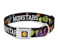 Looney Tunes Pet Collar, Dog Collar Metal Seatbelt Buckle, Space Jam Monstars 5 Player Pose Galaxy Black White Gray, 15 to 24 Inches 1.0 Inch Wide