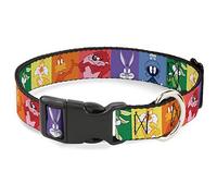 Looney Tunes Pet Collar, Dog Collar Plastic Buckle, Looney Tunes Character Pose Pride Blocks Multi Color, 13 to 17 Inches 1.5 Inch Wide
