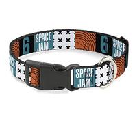 Looney Tunes Pet Collar, Dog Collar Plastic Buckle, Space Jam 2 Number 6 Blocks Multi Color, 9.5 to 14.5 Inches 0.5 Inch Wide