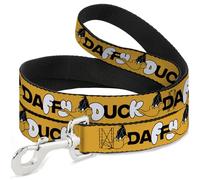 Looney Tunes Pet Leash, Dog Leash, Daffy Duck Smiling Face Text Orange, 6 Feet Long 1.5 Inch Wide