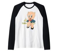 Looney Tunes Porky Pig Retro Large Pose Raglan Baseball Tee