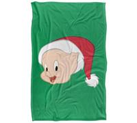 Looney Tunes Porky Pig Santa Hat Soft Touch Blanket Multicoloured (147Cm X 91Cm)