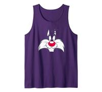 Looney Tunes Sylvester Face Tank Top, Men, Purple, X-Large