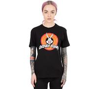 Looney Tunes T-Shirt for Women | Ladies Vintage Bugs Bunny Logo Short Sleeve Black Top | Adults Warner Bros Merchandise