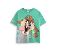 LOONEY TUNES Tasmanian Devil Boys Mint Green Graphic Tee | Short Sleeve Crew Neck Top with Large Character Print & Sleeve Design Merch - 3-4 Years