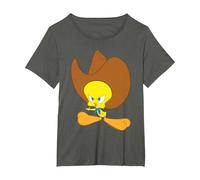 Looney Tunes Tweety Bird Cowboy Hat T-Shirt, Women's Plus, Asphalt Grey, 2X