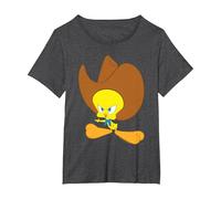 Looney Tunes Tweety Bird Cowboy Hat T-Shirt, Women's Plus, Dark Heather Grey, 2X