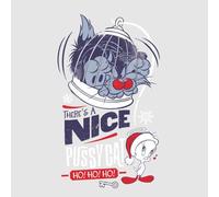 Looney Tunes Tweety Pie Pussy Cat Men's Christmas T-Shirt - Grey - S