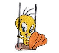 Looney Tunes Tweety Swing Patch - Looney Tunes Tweety Bird Swing Embroidered Artwork Iron Sew-On Patch - 2.67" x 4"
