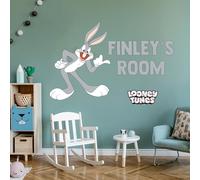 Looney Tunes Wall Sticker - Bugs Bunny Pointing at Personalised Name Wall Decal Art (60cm Width x 40cm Height)