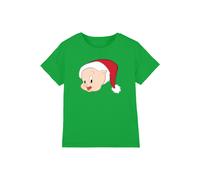 Looney Tunes Warner Bros. Porky Pig Santa Hat Kids T-Shirt, Kelly Green | Size: 5-6 Years Looney Tunes Green 5-6 Years