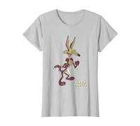 Looney Tunes Wile E Coyote Distressed T-Shirt, Women, Silver Grey, Small