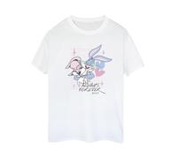 Looney Tunes Women's Always Forever Bugs Bunny & Lola Bunny Cotton T-Shirt in White | Size: 5XL Looney Tunes White 5XL