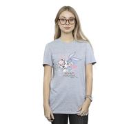 Looney Tunes Women's Always Forever Bugs Bunny & Lola Cotton Boyfriend T-Shirt in Grey | Size: 4XL Looney Tunes Grey 4XL