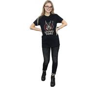 Looney Tunes Women's Bugs Bunny Circle Cotton Logo Boyfriend T-Shirt in Black | Size: Large Looney Tunes Black L