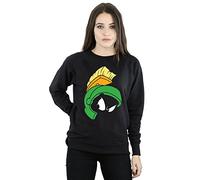 LOONEY TUNES Women's Marvin The Martian Face Sweatshirt Small Black