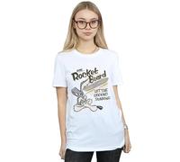 Looney Tunes Women's Rocket Board Wile E Coyote Cotton Boyfriend T-Shirt in White | Size: Medium Looney Tunes White M