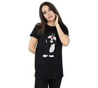 Looney Tunes Women's Sylvester Crossed Arms Boyfriend Fit T-Shirt Black Large