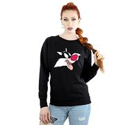 Looney Tunes Women's Sylvester Face Sweatshirt Small Black