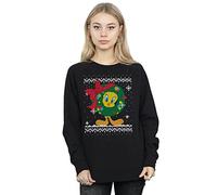 LOONEY TUNES Women's Tweety Pie Christmas Fair Isle Sweatshirt X-Large Black