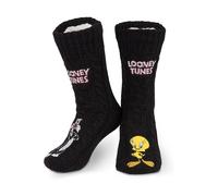 Looney Tunes Women's Tweety&Sylvester Slipper Socks in Black Looney Tunes Black One Size