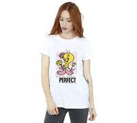Looney Tunes Women's You´re Perfect Tweety Cotton Boyfriend T-Shirt in White | Size: Medium Looney Tunes White M