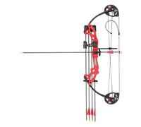 Loongchan Versatile Youth Compound Bow Set, Adjustable Draw Weight and Length for Growing Archers, Complete with Arrows and Target Paper for Right Hand Use (Red)