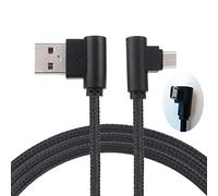 LoongGate Right Angle Micro USB Cable, Nylon Braided 90 Degree USB A to Micro B Charging & Data Sync Cable for All Micro USB Devices - 1 Meters(3.2ft) - Black